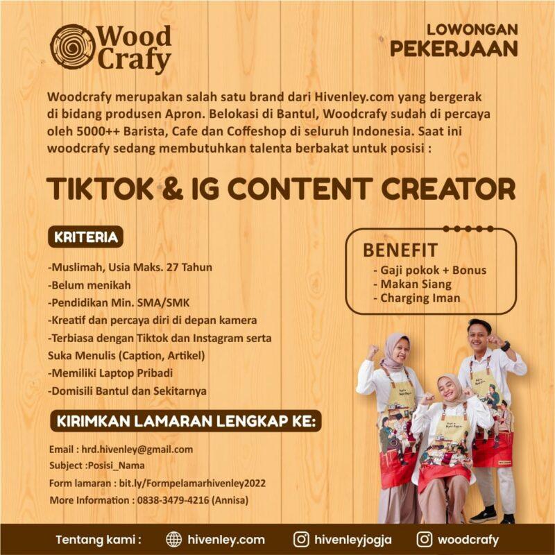 Lowongan Kerja Tiktok & IG Content Creator - Content Creator - Facebook ...