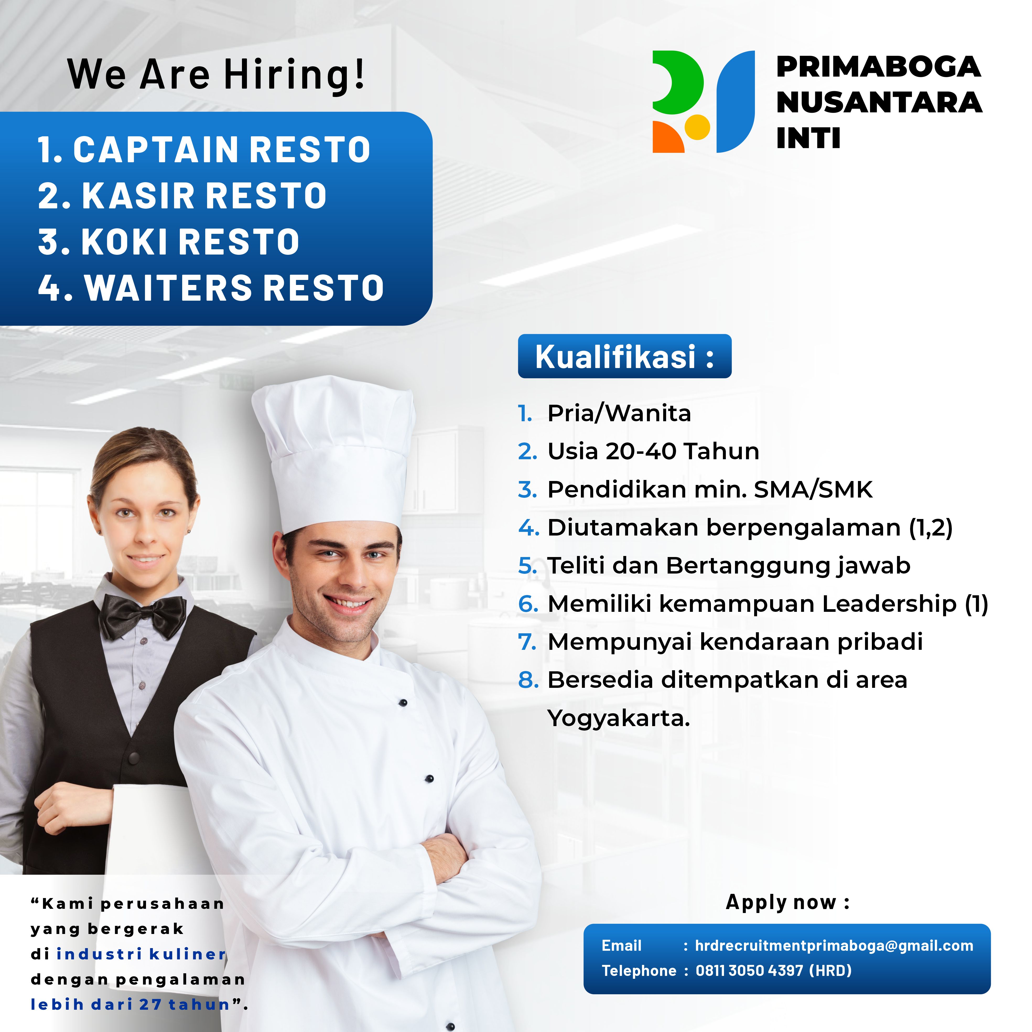 Lowongan Kerja cashier cook waiter di pt dua karya insan