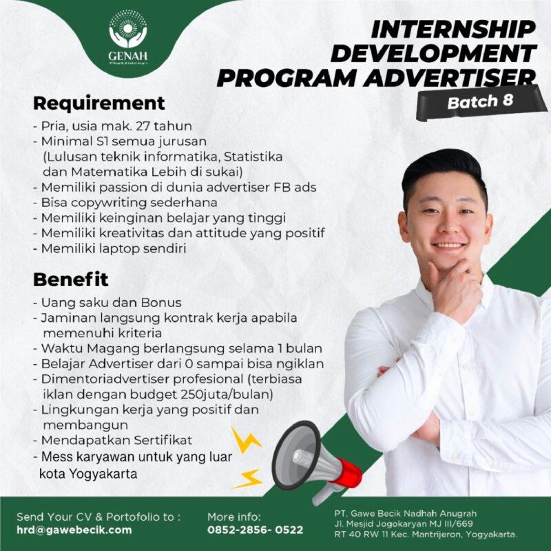 Lowongan Kerja Internship Development Program Advertiser Di PT. Gawe ...