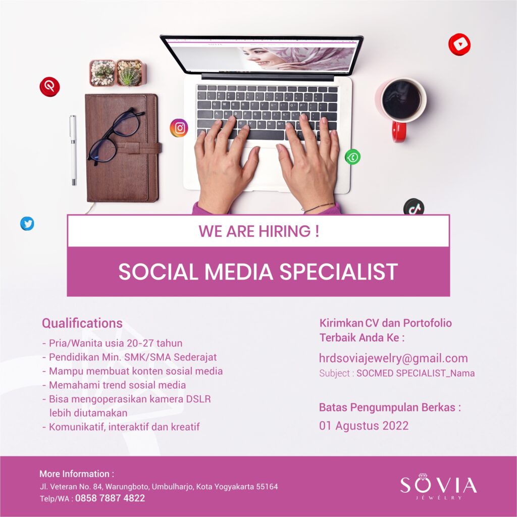 Lowongan Kerja Social Media Specialist/ Content Creator Di PT. Sovia ...