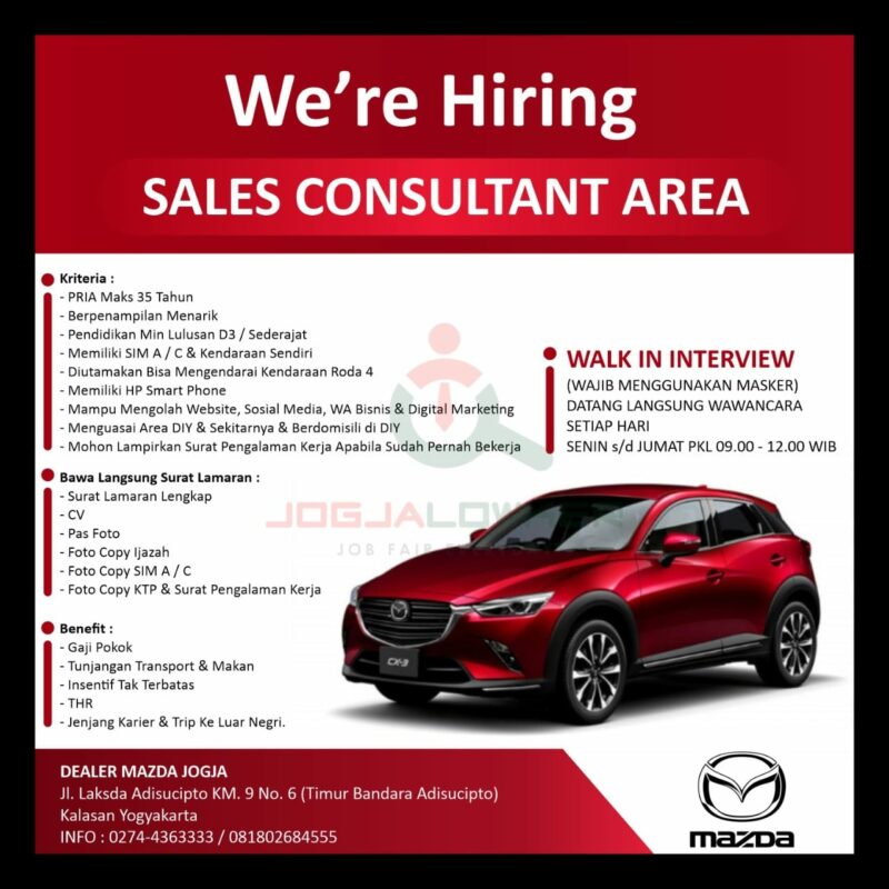 Lowongan Kerja Sales Consultant Area di Dealer Mazda Jogja - LokerJogja.ID