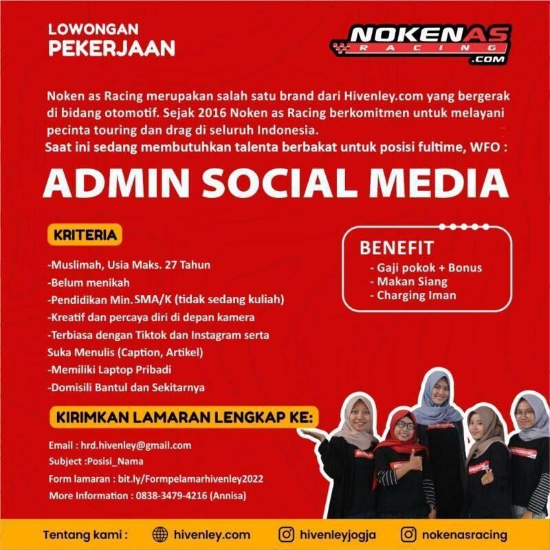 Lowongan Kerja Admin Social Media Di Noken As Racing Lokerjogja Id