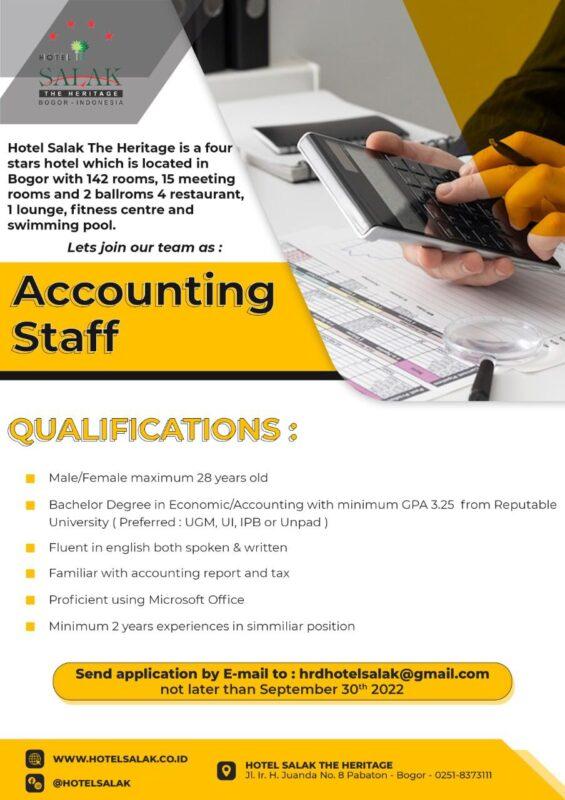 Lowongan Kerja Accounting Staff Di Hotel Salak Lokerjogja Id