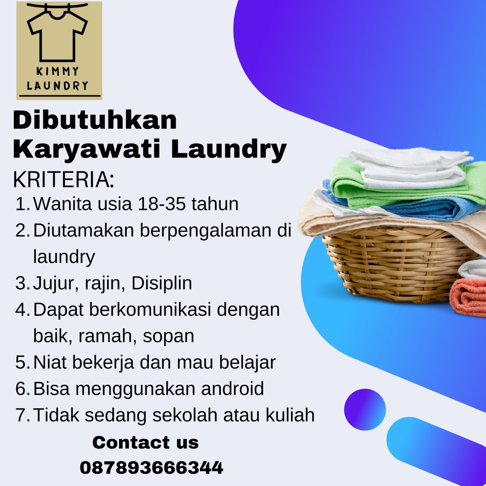 Lowongan Kerja Karyawati Di Kimmy Laundry Lokerjogja Id