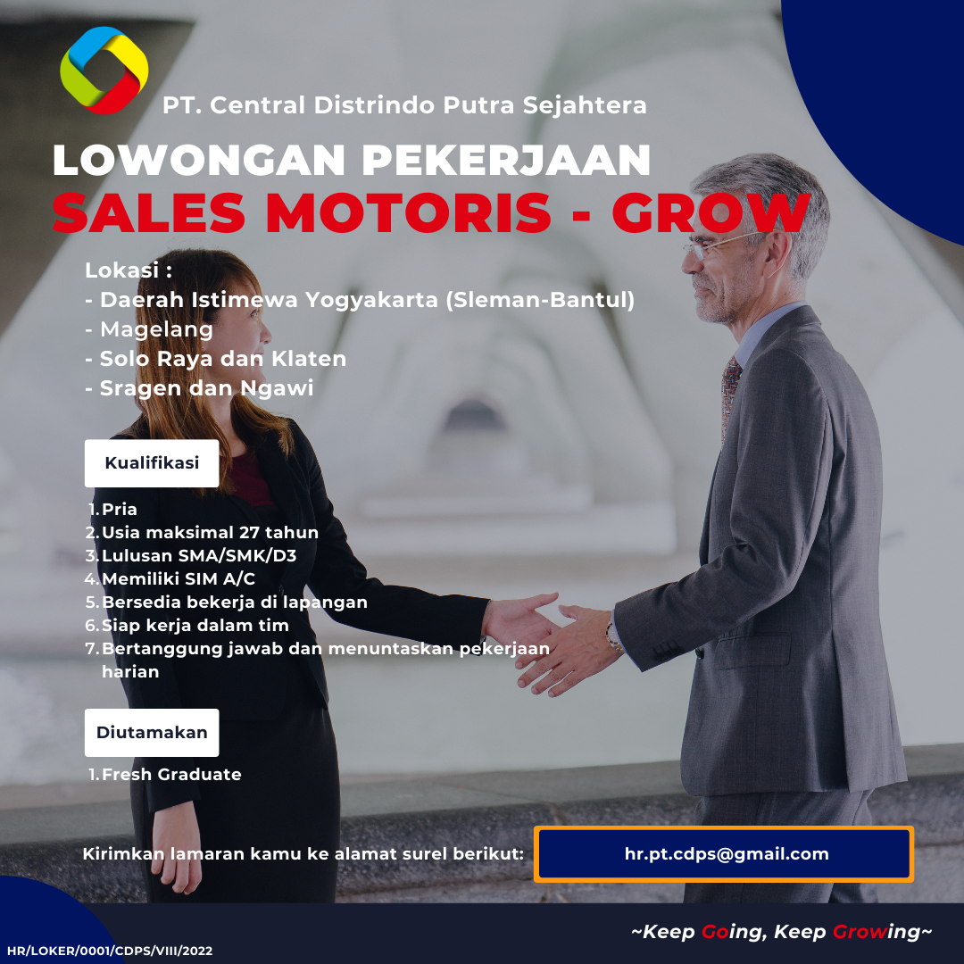 Lowongan Kerja Sales Motoris Grow Di Pt Central Distrindo Putra