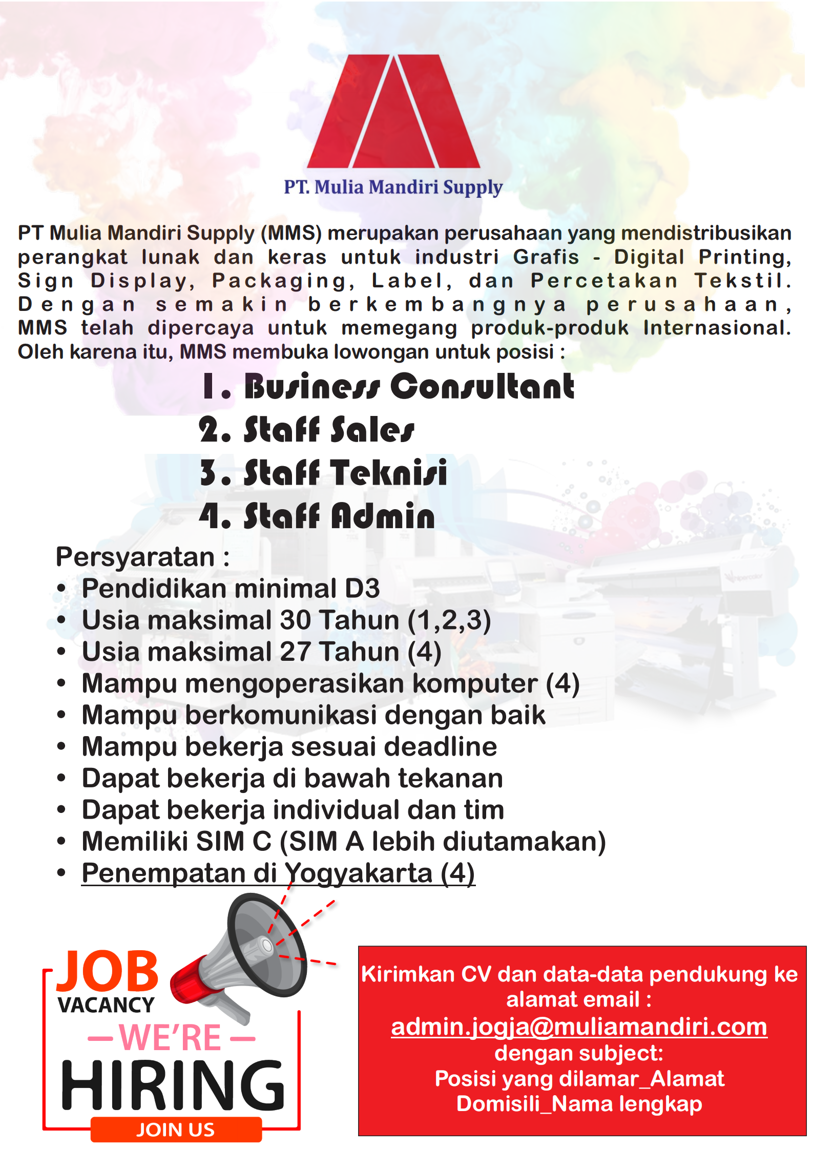 Lowongan Kerja Business Consultant - Staff Sales - Staff Teknisi ...