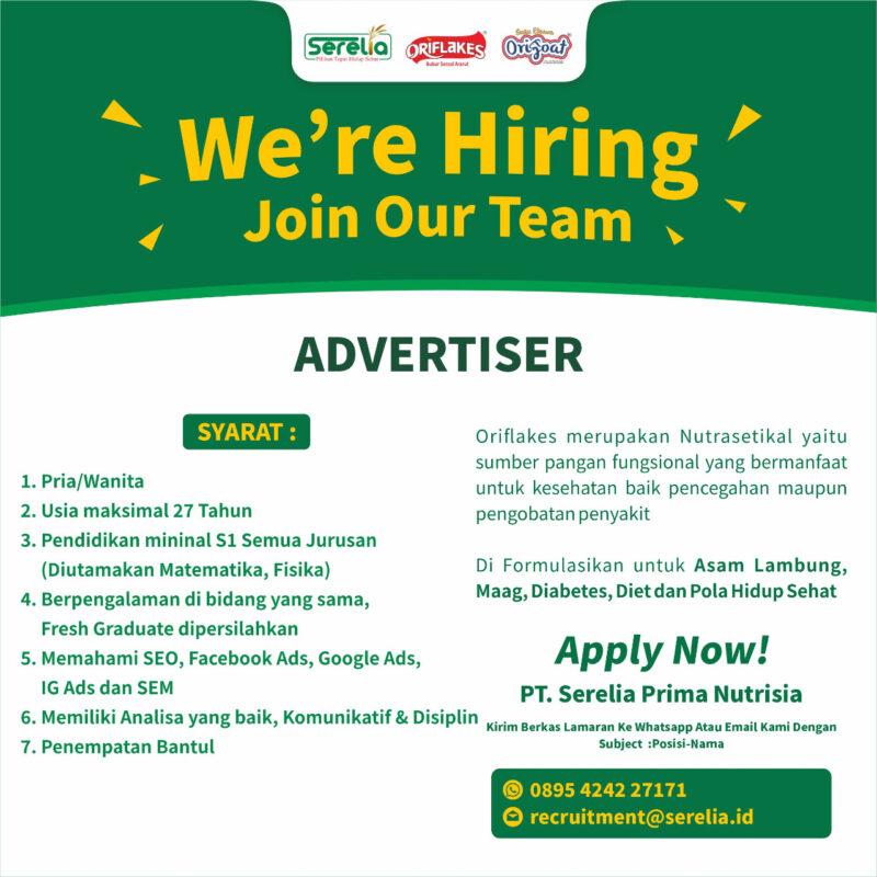 Lowongan Kerja Staff Advertiser - Staff Copy Writer - Staff Quality ...