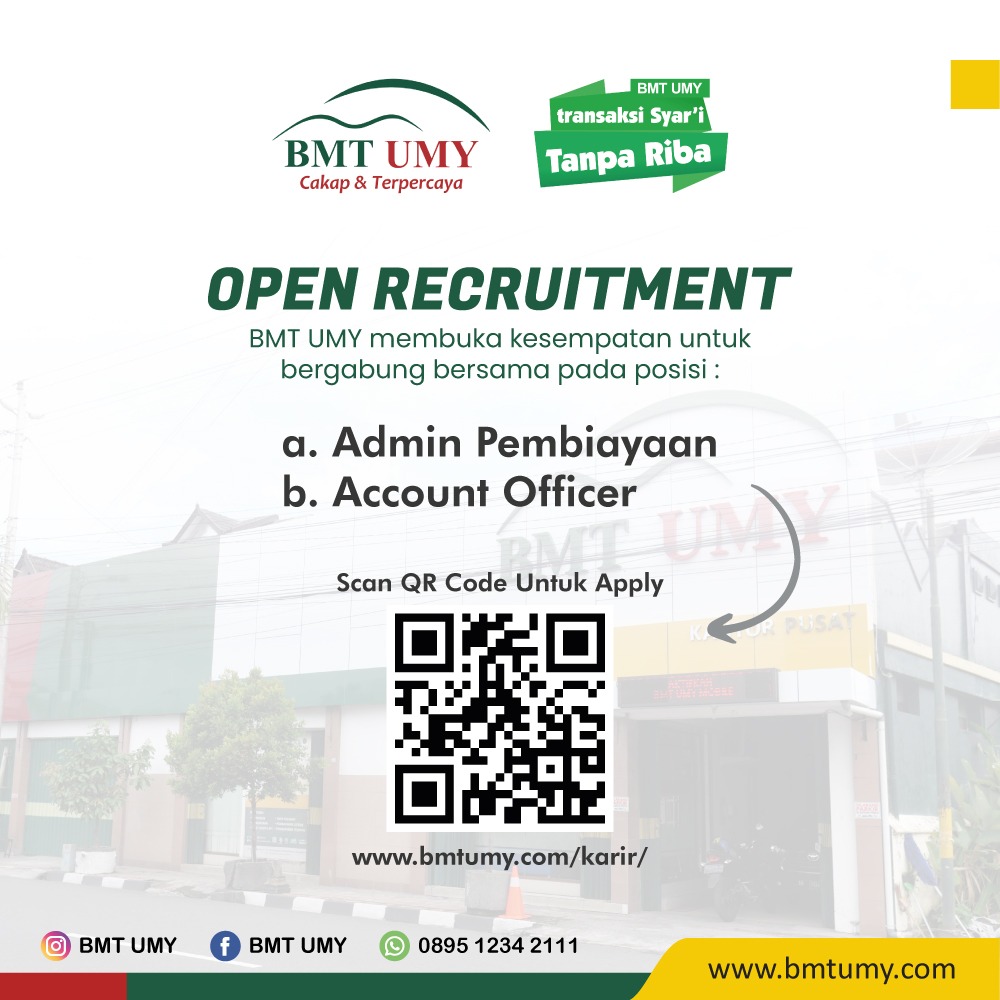 Lowongan Kerja Admin Pembiayaan Account Officer Di Bmt Umy Lokerjogjaid 2410