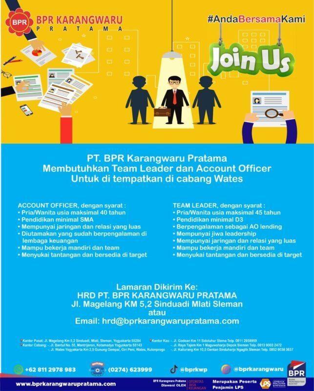 Lowongan Kerja Account Officer Team Leader Di Pt Bpr Karangwaru Pratama Lokerjogja Id