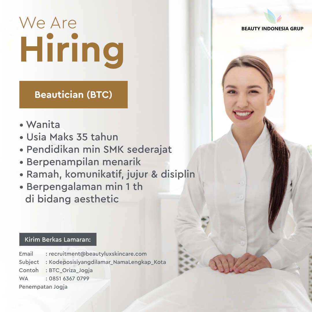 Lowongan Kerja Beautician (BTC) Di Beauty Indonesia Group - LokerJogja.ID