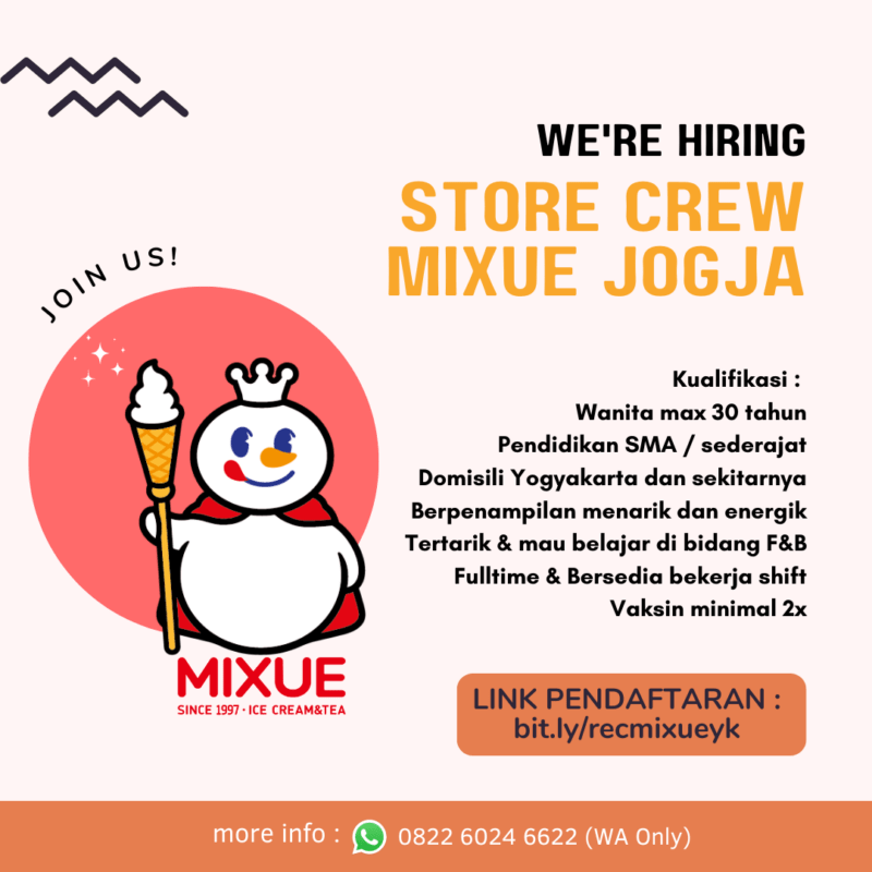 Lowongan Kerja Store Crew Di Mixue Jogja - LokerJogja.ID