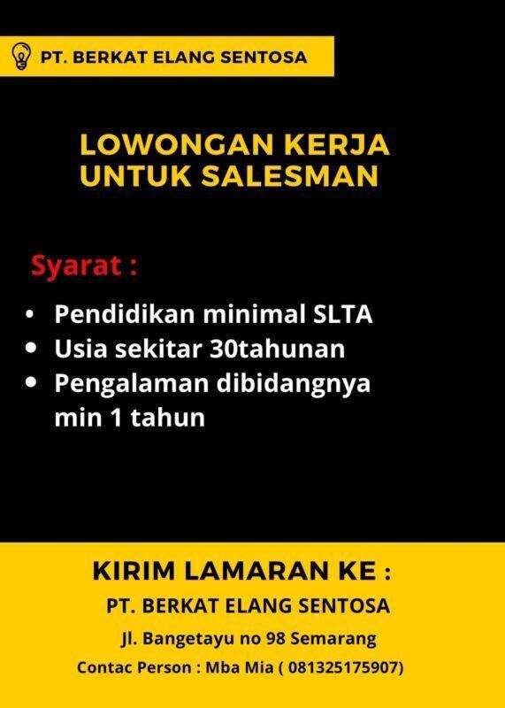 Lowongan Kerja Salesman Di PT. Berkat Elang Sentosa - LokerJogja.ID