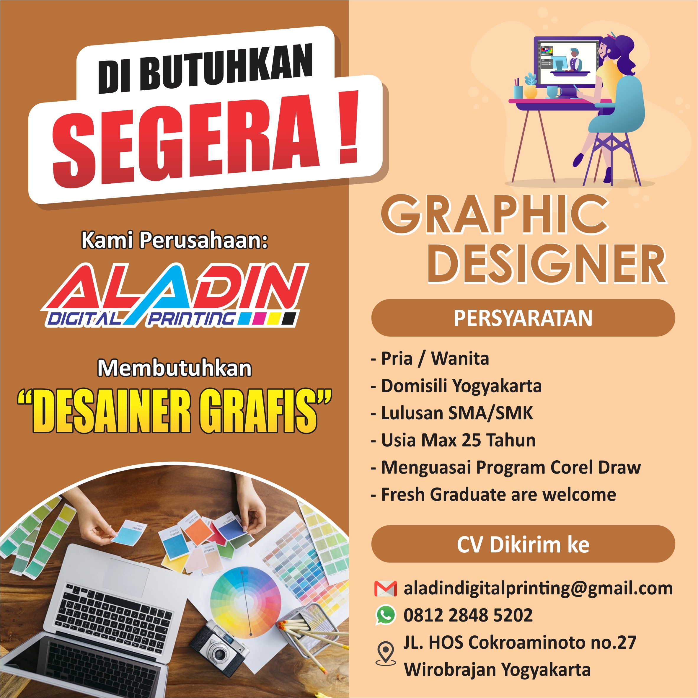 Lowongan Kerja Desainer Grafis Di Aladin Digital Printing Lokerjogja Id