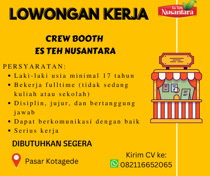 Lowongan Kerja Crew Booth di Es Teh Nusantara - LokerJogja.ID