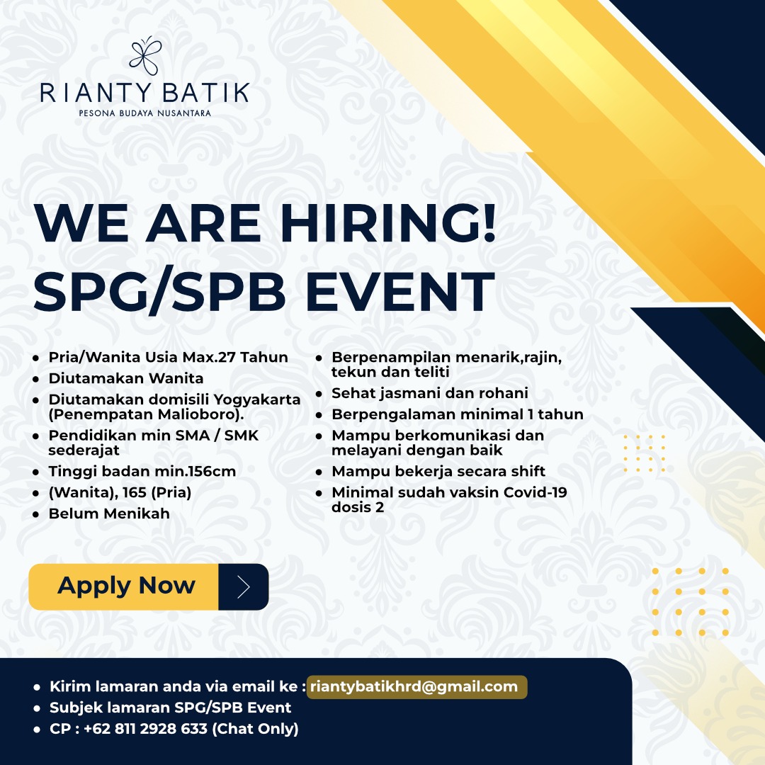 Lowongan Kerja Spg Spb Event Di Rianty Batik Lokerjogja Id