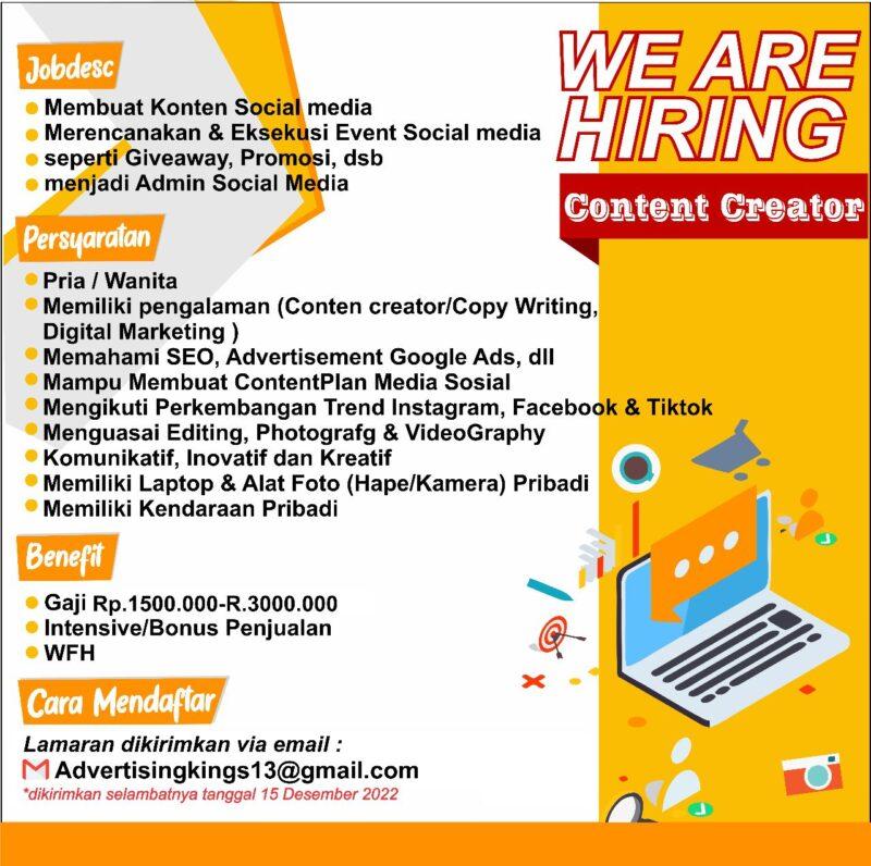 Lowongan Kerja Content Creator Di Advertisingking - LokerJogja.ID