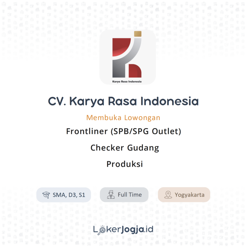 Lowongan Kerja Frontliner (SPB/SPG Outlet) - Checker Gudang - Produksi ...