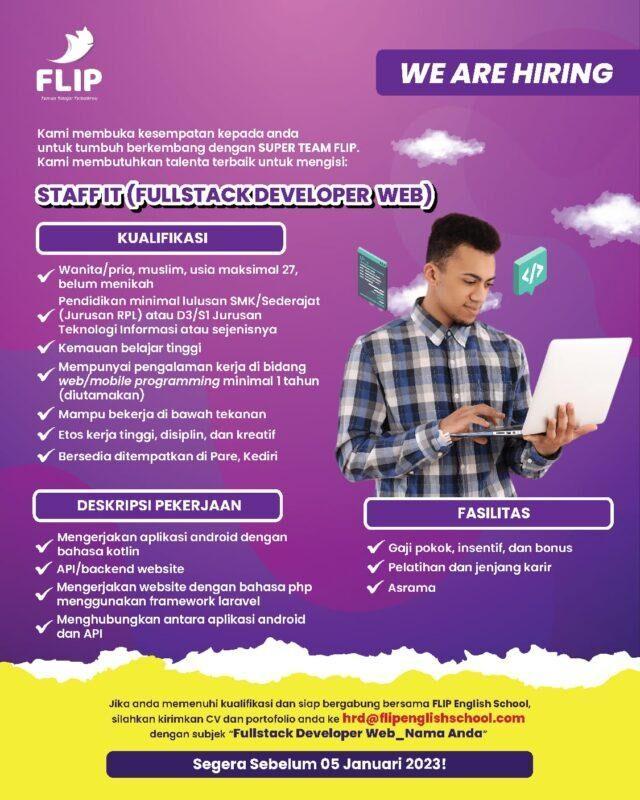 Lowongan Kerja Staff Fullstack Web Developer Di Flip English School Lokerjogjaid 3583