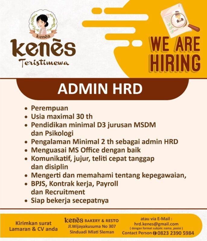 Lowongan Kerja Admin HRD Di Kenes LokerJogja ID