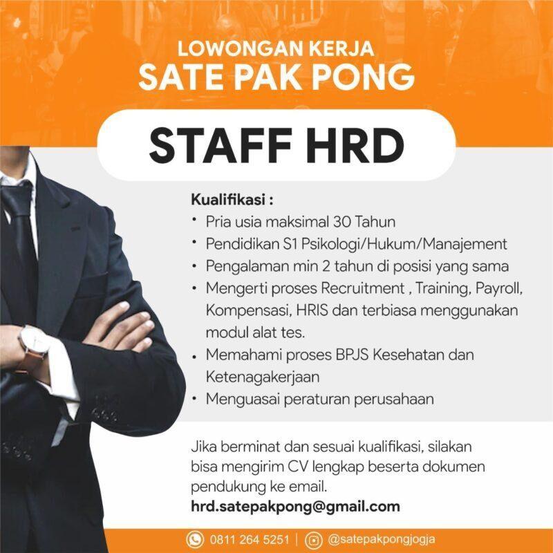 Lowongan Kerja Staff Hrd Staff Gudang Di Sate Pak Pong Lokerjogjaid 