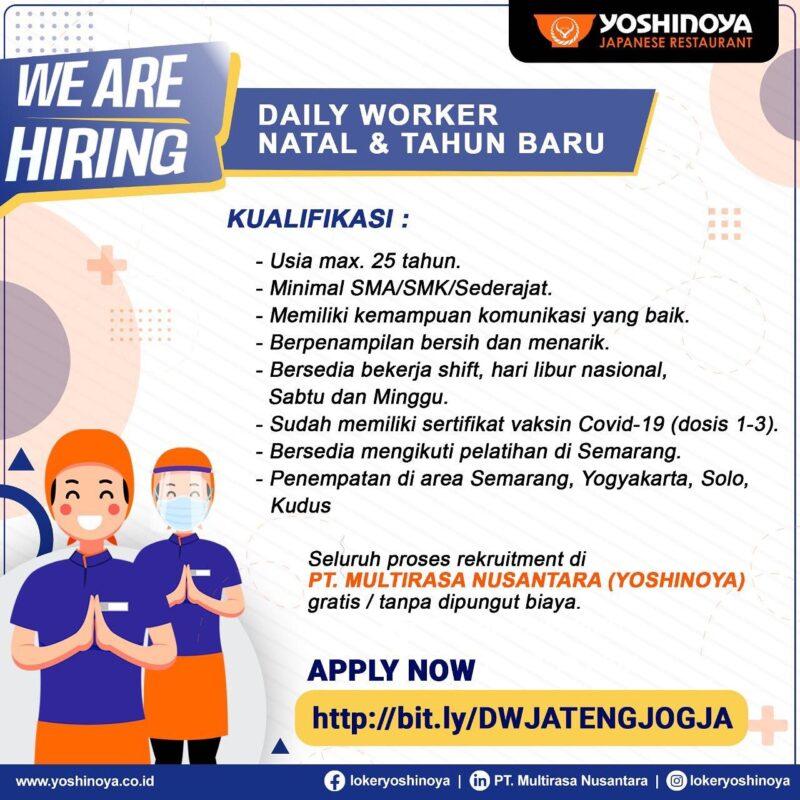 Lowongan Kerja Daily Worker Nataru 2022 - Crew Restaurant (Counter ...