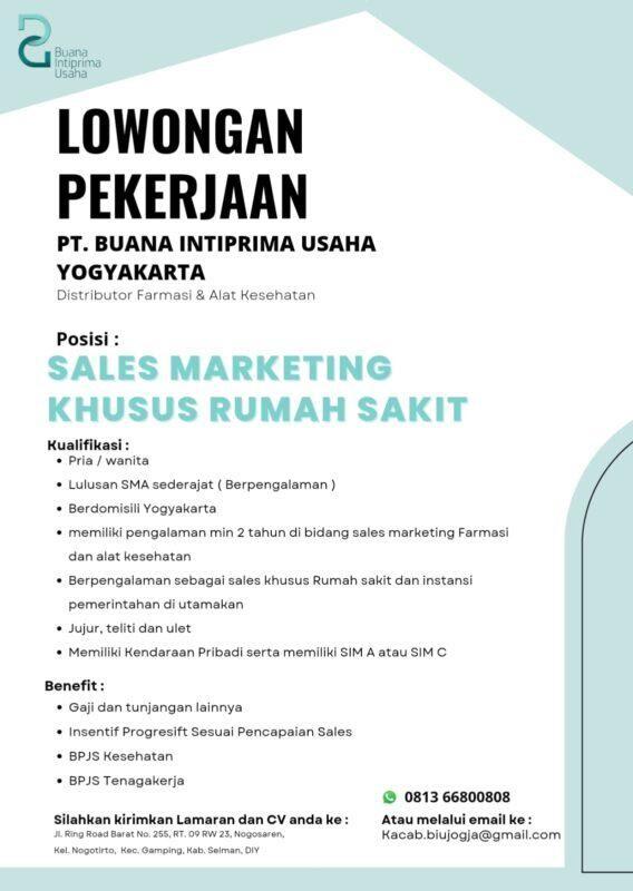 Lowongan Kerja Sales Marketing Khusus Rumah Sakit Di PT. Buana ...