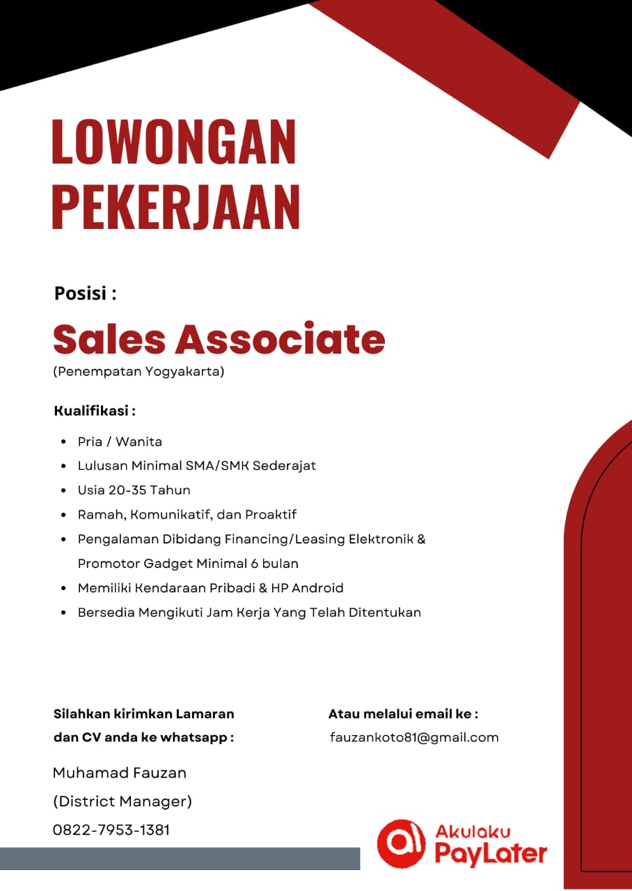 Lowongan Kerja Sales Associate Akulaku Di Akulaku Paylatter - LokerJogja.ID