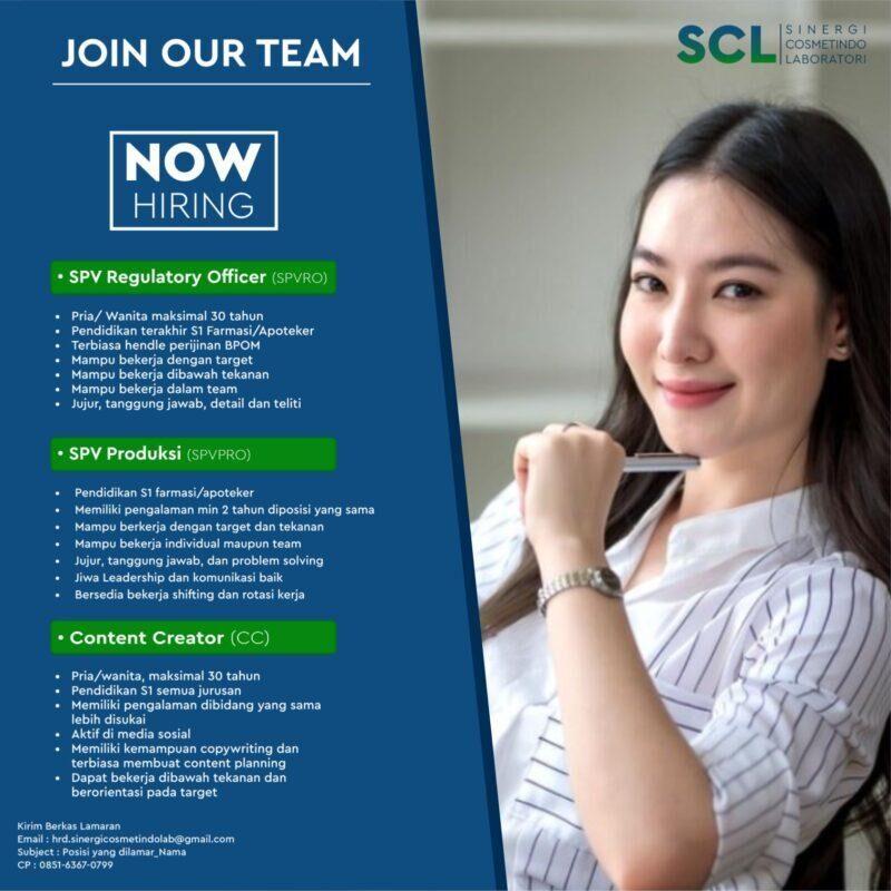 Lowongan Kerja SPV Regulatory Officer  SPV Produksi  Content Creator