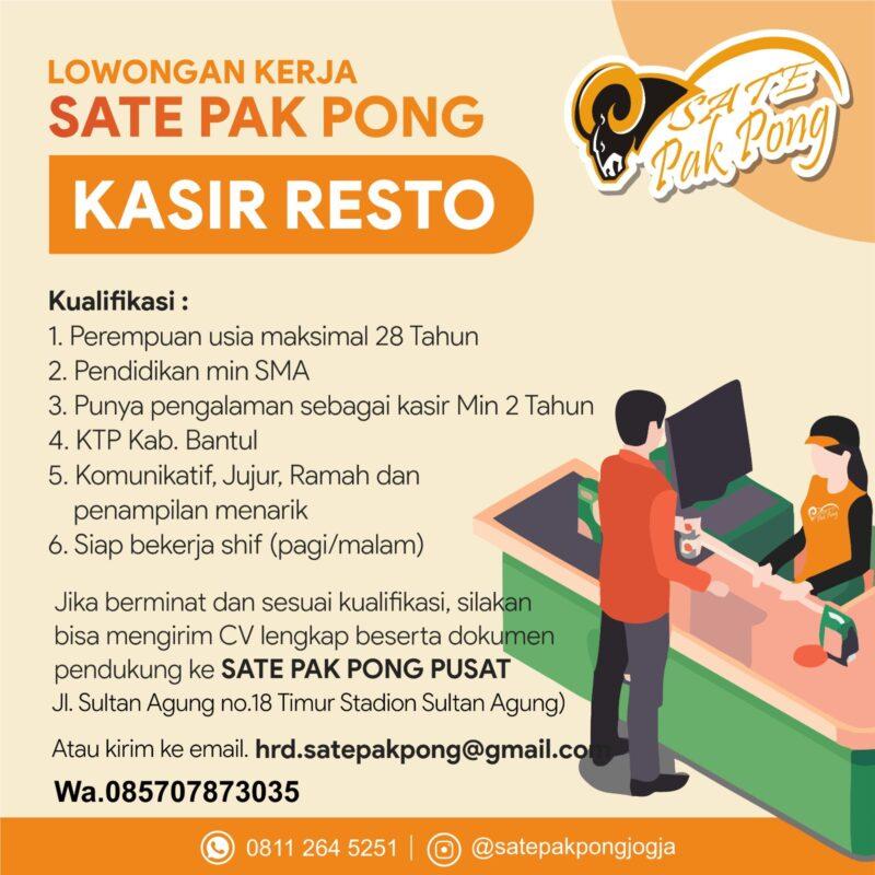 Lowongan Kerja Kasir Resto Di Sate Pak Pong - LokerJogja.ID