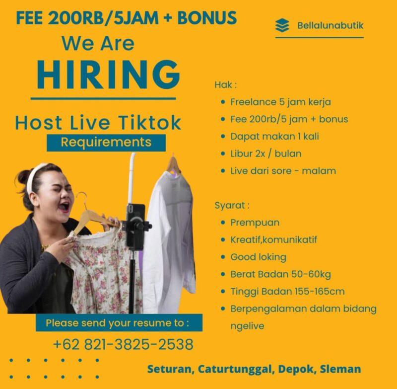 Lowongan Kerja Host Live Tiktok Di Bellaluna Butik Lokerjogja Id