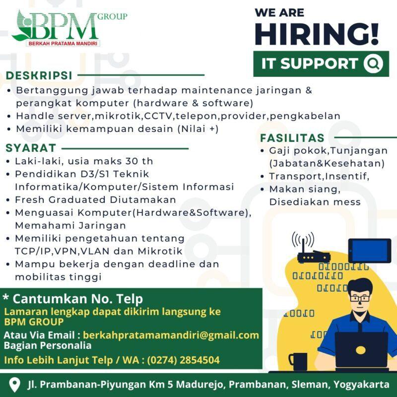 Lowongan Kerja IT Support Di Berkah Pratama Mandiri Group - LokerJogja.ID