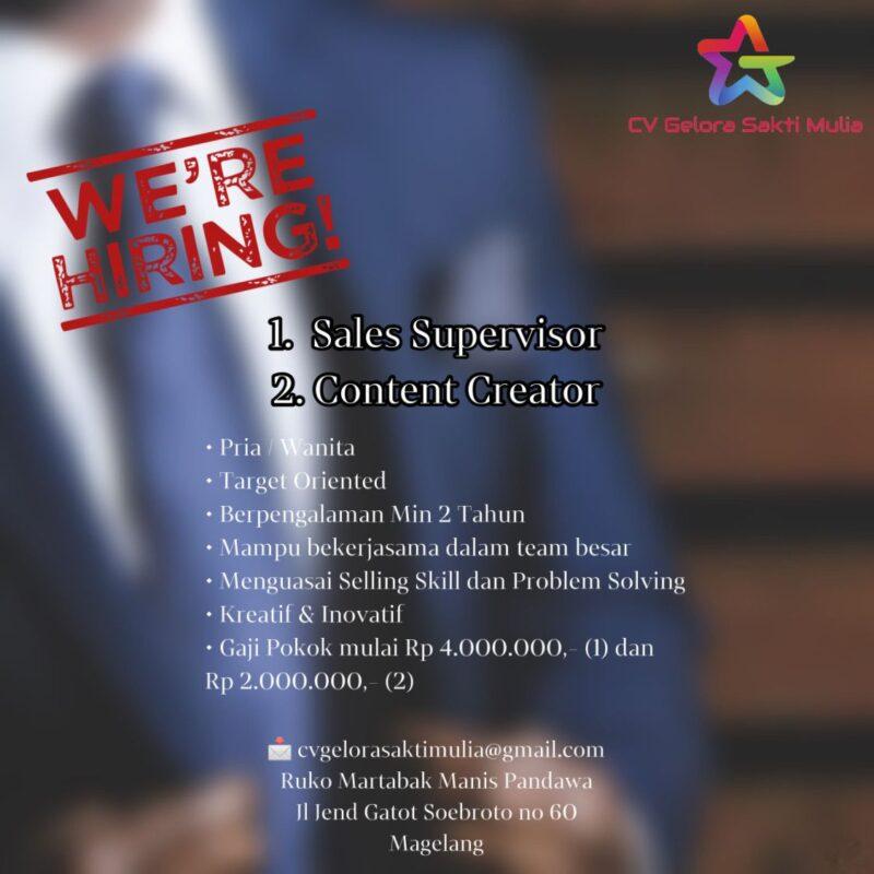 Lowongan Kerja Sales Spv Content Creator Di Cv Gelora Sakti Mulia Lokerjogja Id