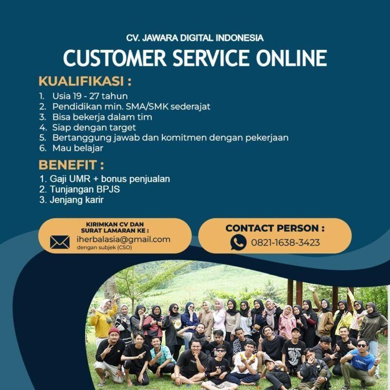 Lowongan Kerja Customer Service Online Cso Di Cv Jawara Digital Indonesia Lokerjogjaid 3436