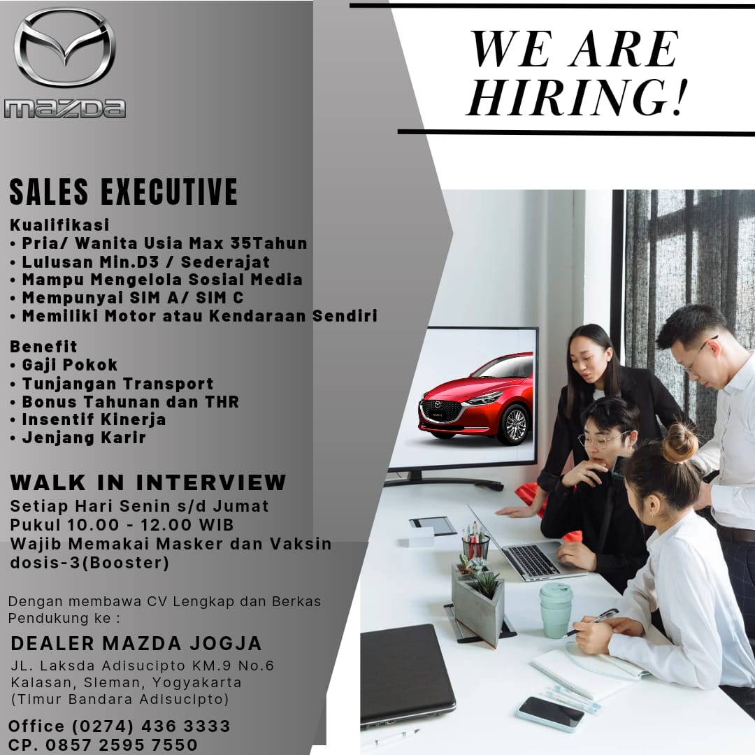 Lowongan Kerja Sales Executive Di Dealer Mazda Jogja - LokerJogja.ID