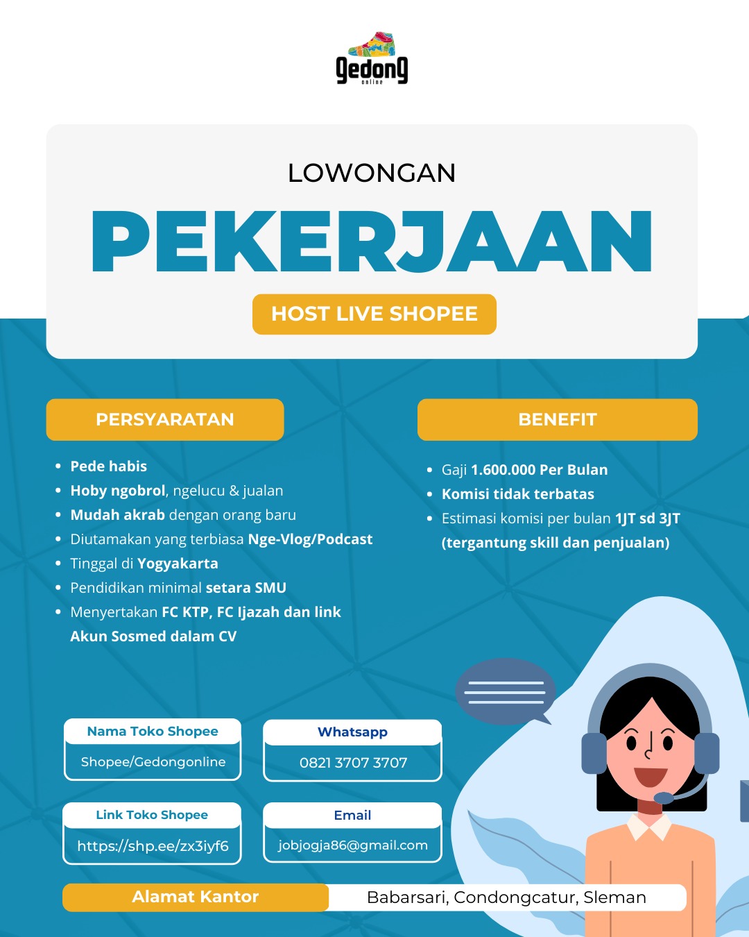 Lowongan Kerja Host Live Shopee - Host Live Di Gedong Online ...