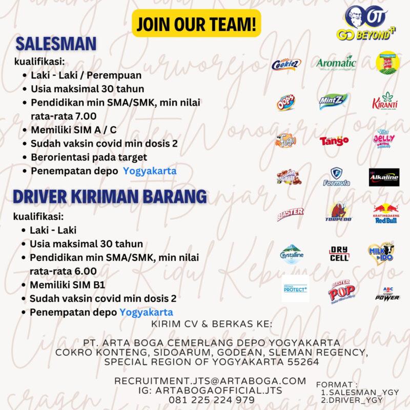 Lowongan Kerja Salesman Driver Kiriman Barang Di Pt Arta Boga Cemerlang Lokerjogja Id