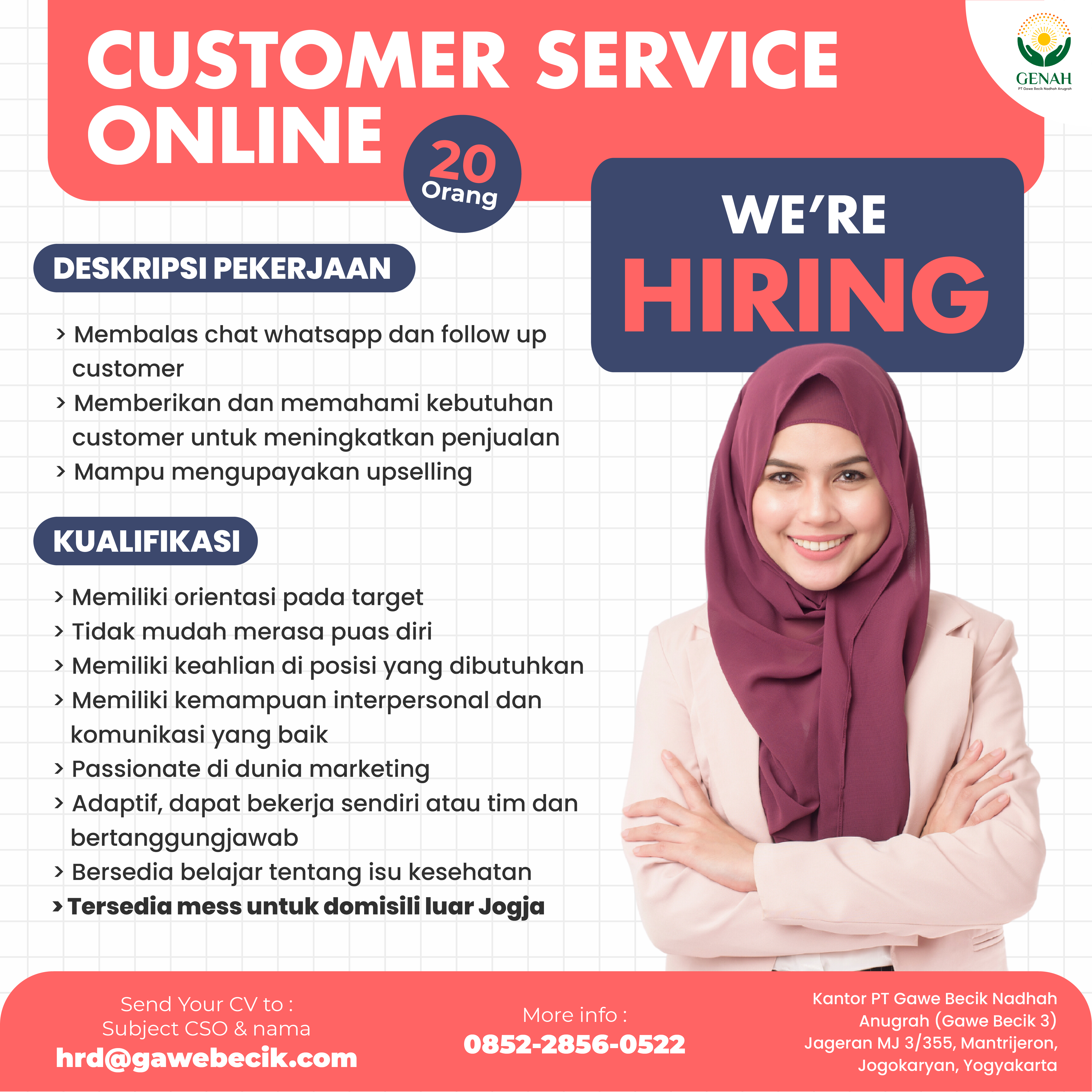 Lowongan Kerja Customer Service Online - Customer Relationship 