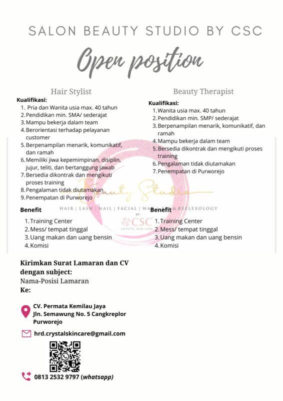 Lowongan Kerja Hair Stylist - Beauty Therapist Di Salon Beauty Studio ...