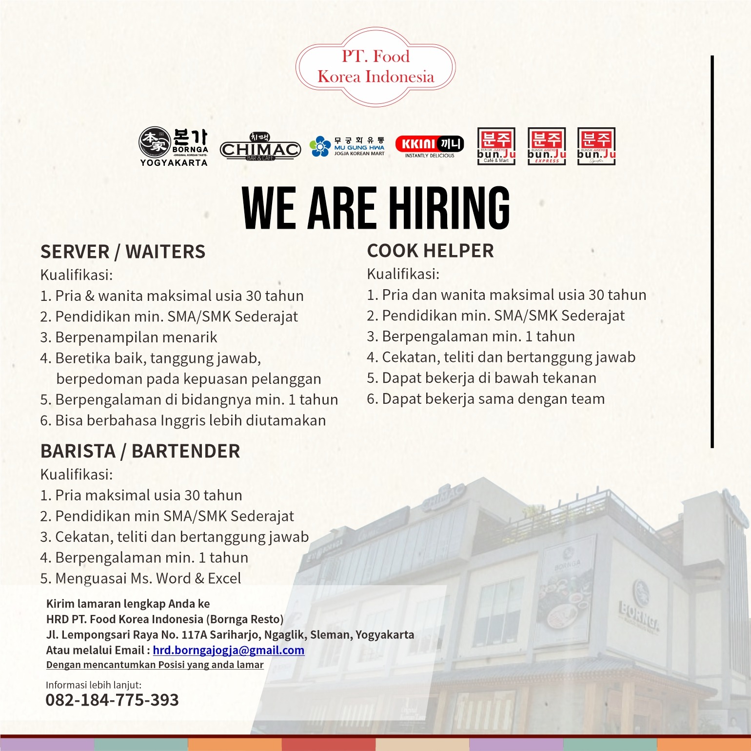 Lowongan Kerja commis hot kitchen commis pastry barista di pt pintar pemenang asia