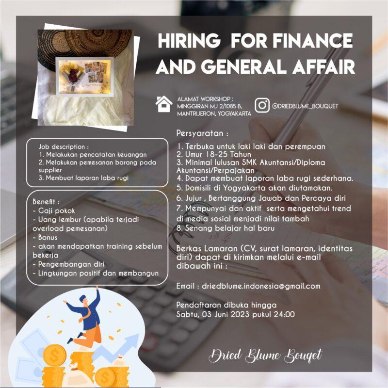 Lowongan Kerja Finance & General Affair - Admin - Desain - Host Live