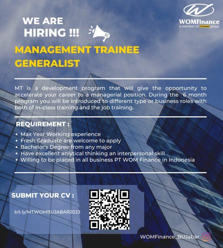 Lowongan Kerja Management Trainee (MT) Generalist Di PT. WOM Finance ...