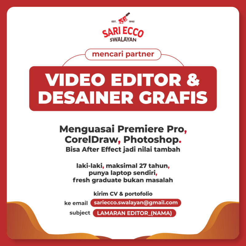 Lowongan Kerja Video Editor And Desainer Grafis Di Sari Ecco Lokerjogja Id