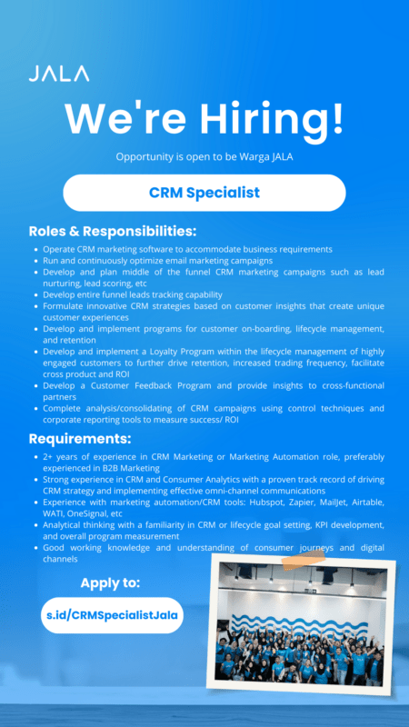 Lowongan Kerja CRM Specialist di Jala Tech - LokerJogja.ID