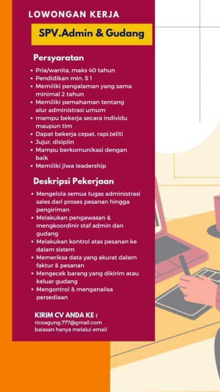 Lowongan Kerja Spv Admin Gudang Spv Sales Admin Gudang Manager