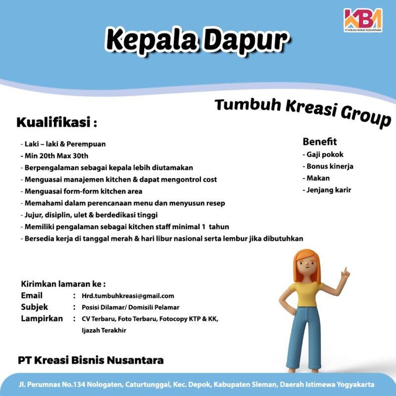 Lowongan Kerja Kepala Dapur Staff Dapur Di Pt Kreasi Bisnis Nusantara Lokerjogja Id