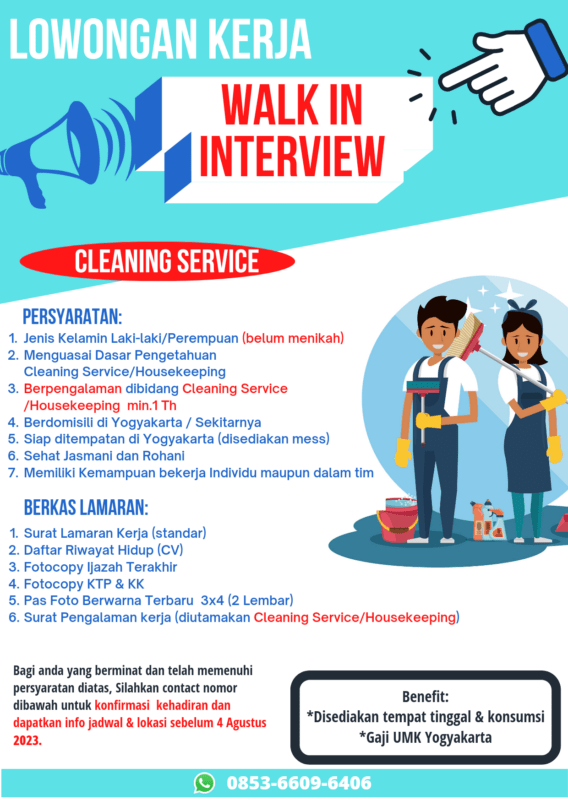 Lowongan Kerja Cleaning Service Area Kos Exclusive Di Windy - LokerJogja.ID