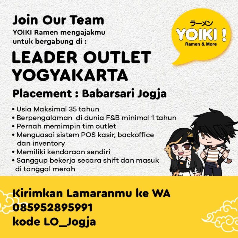 Lowongan Kerja Leader Outlet Di Yoiki Ramen Lokerjogja Id