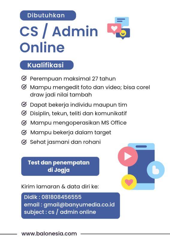 Lowongan Kerja CS Admin Online Di Banyumedia Digital LokerJogja ID