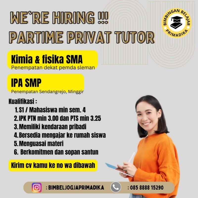 Lowongan Kerja Part Time Privat Tutor Di Bimbel Primadika Lokerjogja Id