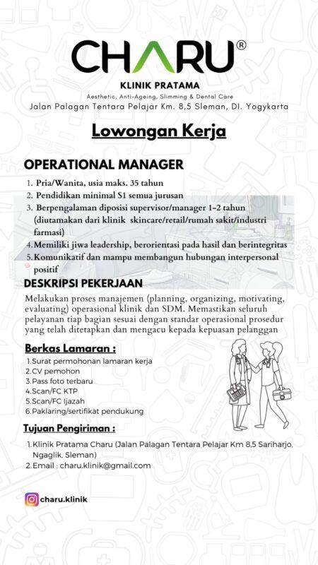 Lowongan Kerja Operational Manager Di Klinik Pratama Charu Lokerjogja Id